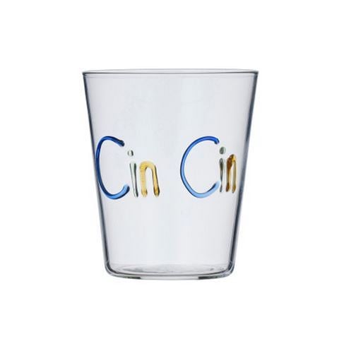Coastal Home - Cin Cin Glass Tumbler w/Multi-Coloured Lettering 9x10cm
