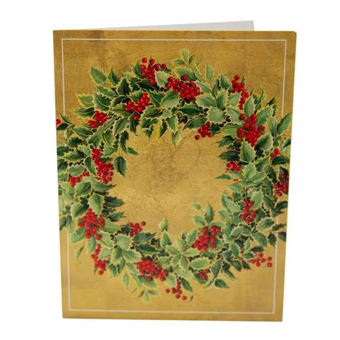 Caspari - Holly Wreath Greeting Cards By Ingrid Slyder Boxed Set 16pce