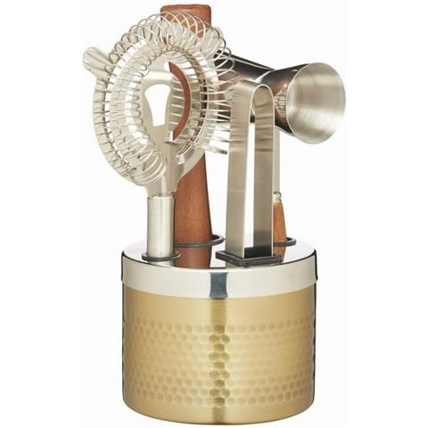 Barcraft - Hammered Brass Cocktail Tool Set 5pce