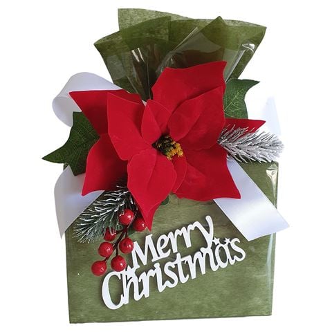 Boz Christmas - Merry Christmas Bag  Moss Green w/Assorted Chocolate Truffles