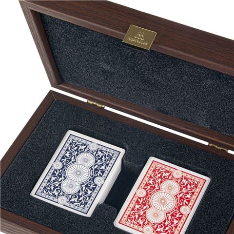 Manopoulos - Coated Playing Cards w/Caramel Leather Wooden Case 24x17cm