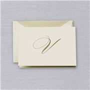 Crane & Co - Engraved V Initial Note Card Set 10pce