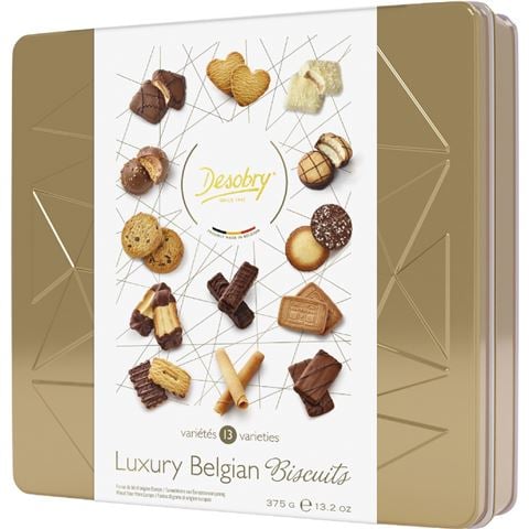 Desobry - Luxury Belgian Biscuit Selection w/Gold Toned Tin 375g