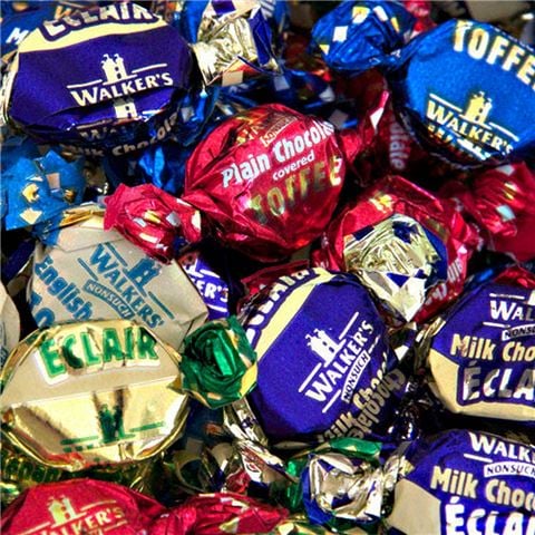 Walkers Chocolates - Assorted Toffees & Chocolate Eclairs w/Red Tin 500g