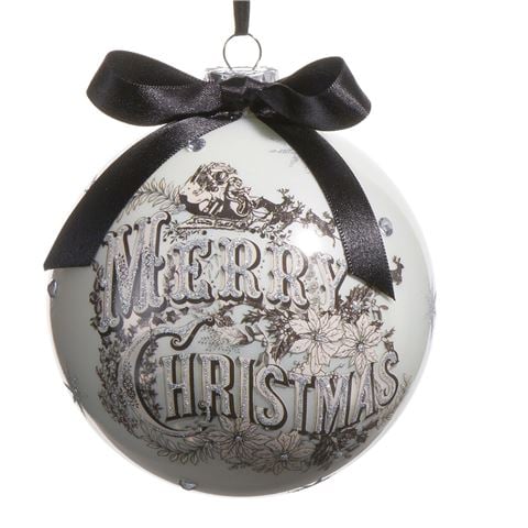 Raz - Deck The Halls Vintage Merry Christmas Ball Ornament