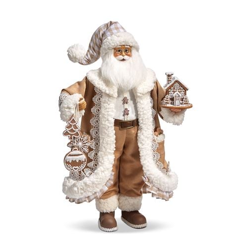Raz - Gingerbread Lane  Gingham Gingerbread Santa Figurine