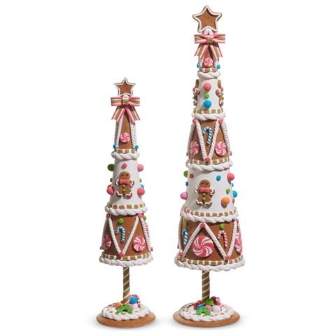 Raz - Holly Jolly Holiday Gingerbread Tree Set 2pce