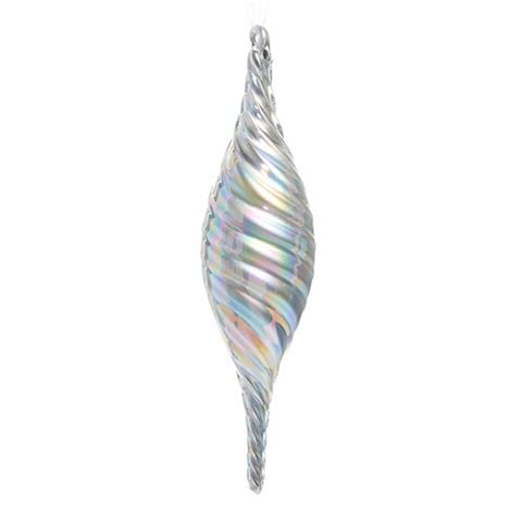 Raz - Season's Sparkle Finial Swirl Silver Ornament