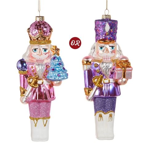 Raz - Holly Jolly Holiday Pink/Purple Nutcracker Ornament Assorted