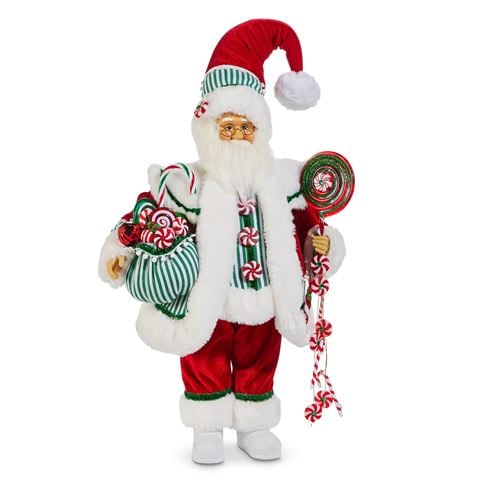 Raz - Make It Merry Peppermint Santa Figurine