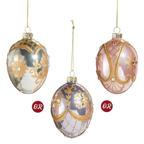 Raz - Holiday Rendezvous Ornate Egg Ornament Assorted