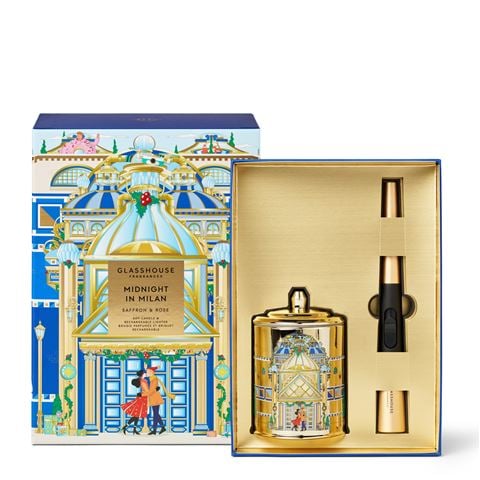 Glasshouse - Ltd Ed. Midnight In Milan Soy Candle & Arc Wand USB Lighter 2pce