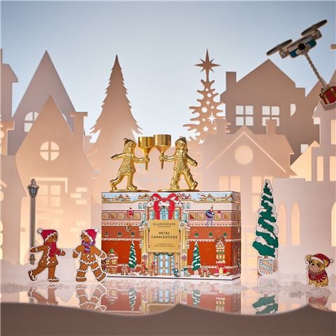 Glasshouse - Bespoke Gold-Tone Taper Candle Holder Set 2pce