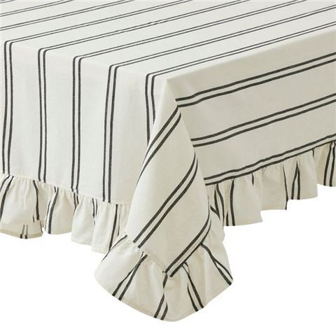 Coastal Home - Sofia Cotton Tablecloth Ivory/Black Stripe 150x250cm