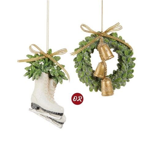 Raz - Deck The Halls Farmhouse Frost Ornament Assorted