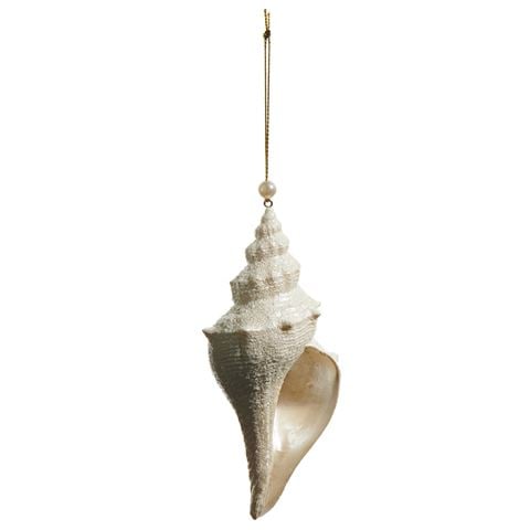 Raz - Holiday Tidings Ivory Glitter Conch Shell Ornament