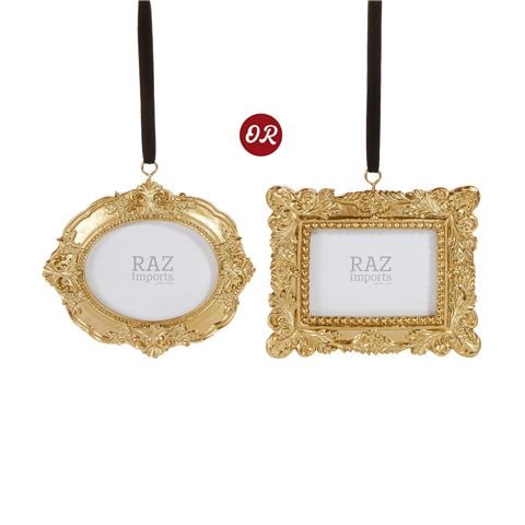 Raz - Deck The Halls Vintage Photo Frame Ornament Assorted