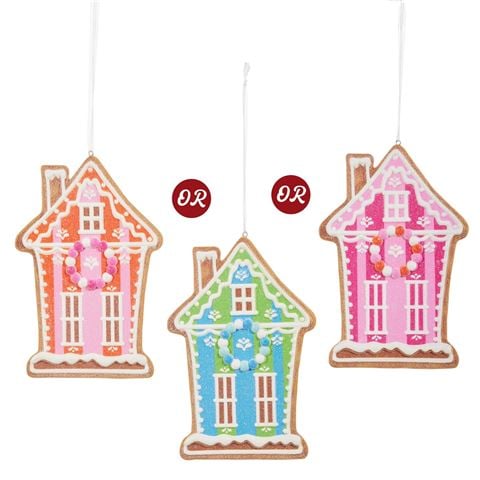 Raz Holly Jolly Holiday Vivid Jolly Gingerbread House Ornament Assorted - Peter's of Kensington