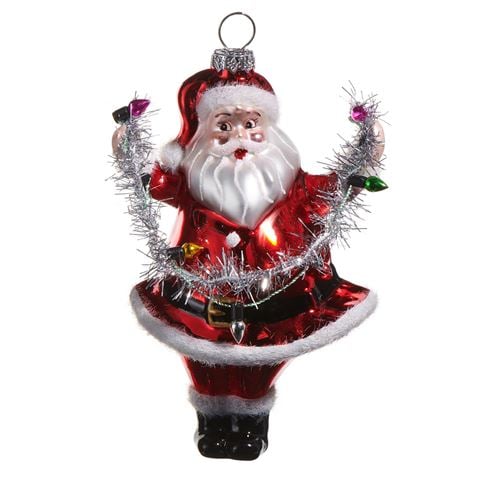 Raz - The Christmas Shoppe Santa Holding Lights Ornament