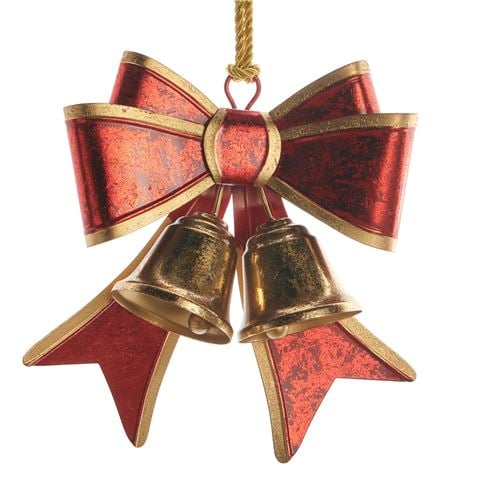 Raz - The Christmas Shoppe Red Bow w/Bells Ornament
