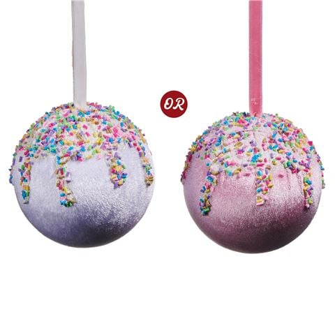 Raz - Holly Jolly Holiday Candy Sprinkle Velvet Ornament Assorted