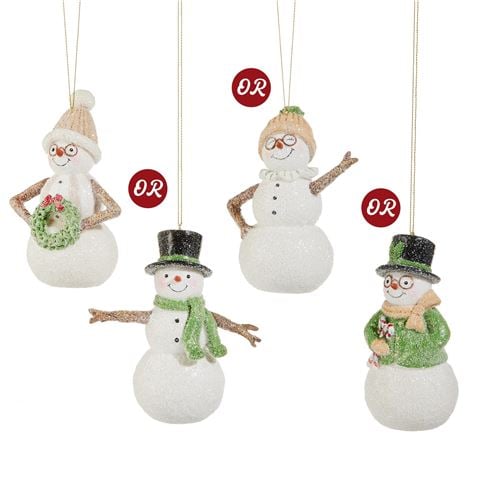 Raz - Season's Frost Woodland Snowman Ornament Assorted