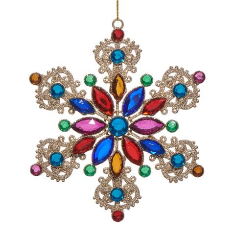Raz - All Of The Trimmings Multicoloured Jewel Snowflake Ornament