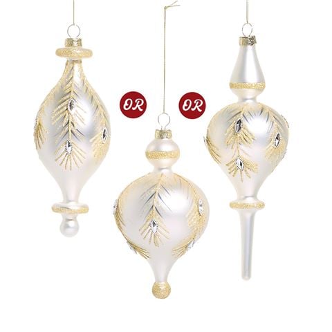 Raz - Holiday Rendezvous White Gold-Toned Ornament Assorted