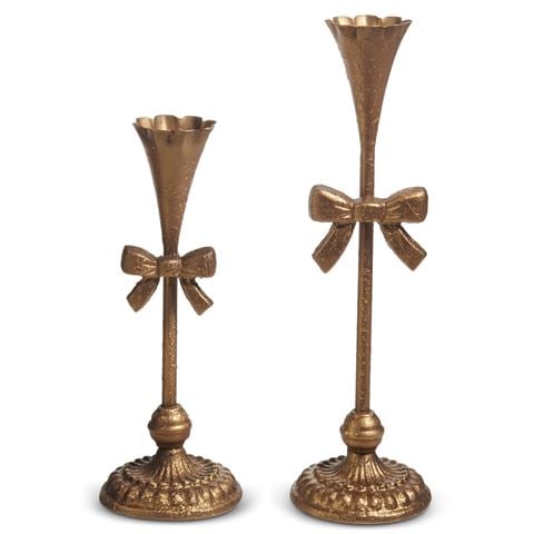 Raz - Holiday Rendezvous Bow Candlestick Set 2pce