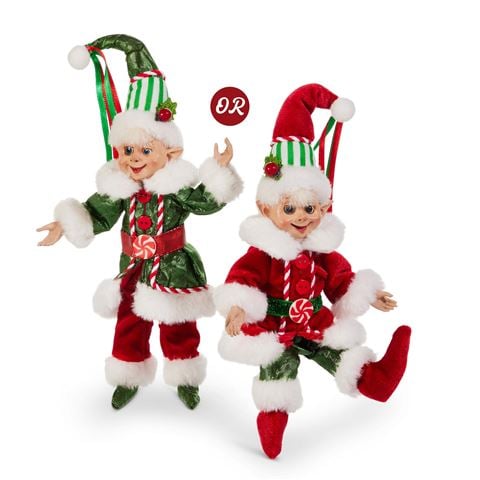 Raz - Make It Merry Traditional Posable Elf Red/Green