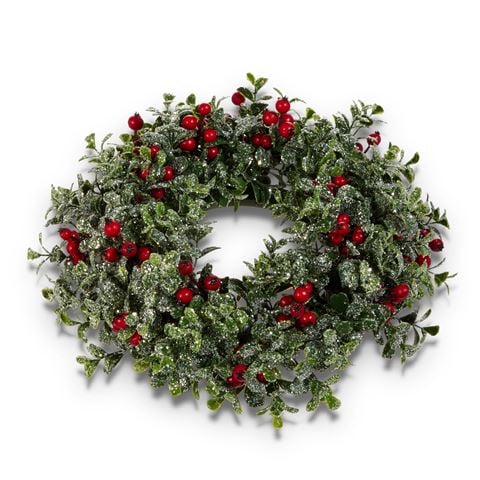 Raz - Winterberry Iced Berry  & Boxwood Mini Wreath Candle Ring