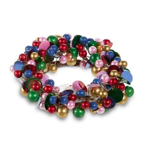 Raz - All Of The Trimmings Bright Bead Mini Wreath Candle Ring