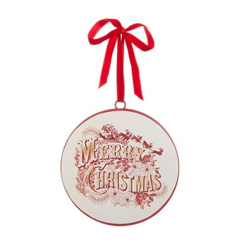 Raz - Winterberry Vintage Merry Christmas Disc Ornament