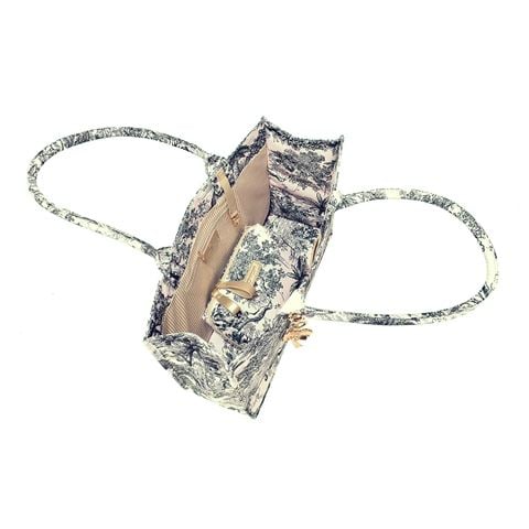 White Lotus - Queen Of Hearts Book Tote Set Navy & White 2pce