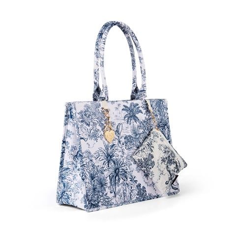 White Lotus - Queen Of Hearts Book Tote Set Navy & White 2pce