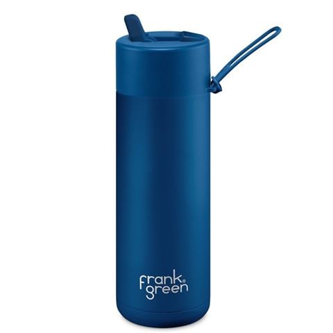 Frank Green Ceramic Reusable Bottle w/Flip Straw Lid Deep Ocean 595ml - Peter's of Kensington