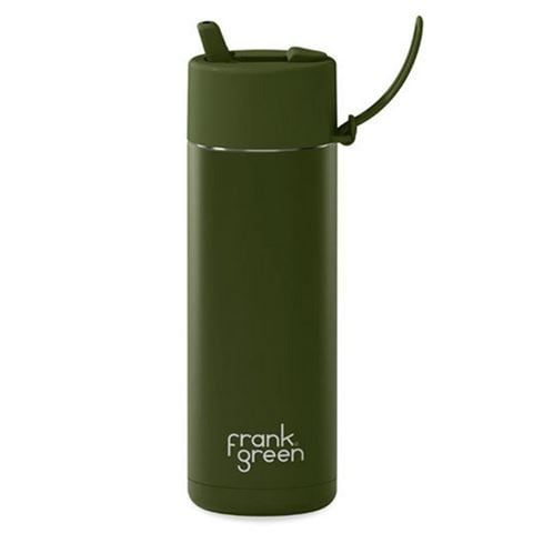 Frank Green Ceramic Reusable Bottle w/Flip Straw Lid Khaki 595ml - Peter's of Kensington