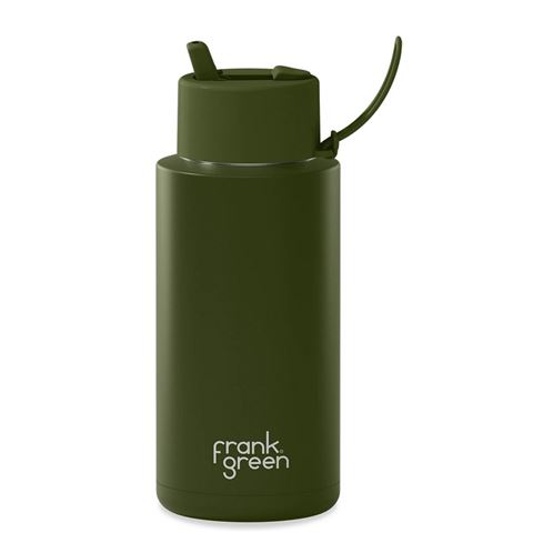 Frank Green Ceramic Reusable Bottle w/Flip Straw Lid Khaki 1L - Peter's of Kensington