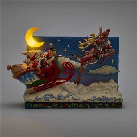 Heartwood Creek - Musical LED Santa Sleigh w/Reindeer 29x39cm