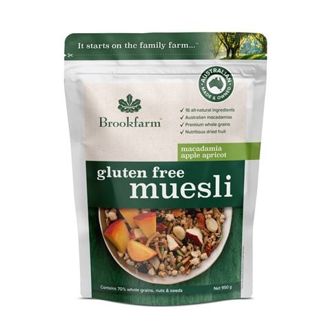 Brookfarm Gluten Free Muesli Macadamia Apple Apricot 950g - Peter's of Kensington