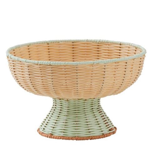 Coastal Home - Pesco Woven Footed Bowl Natural/Mint 33x19cm