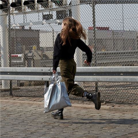 LOQI - Fashion Collection Metallic Silver Bag w/Zip Pocket