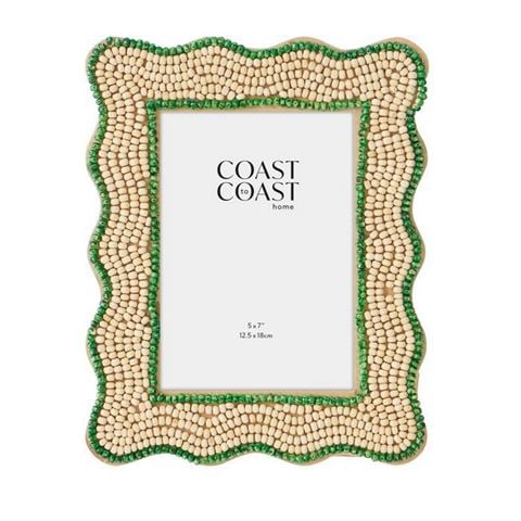Coastal Home - Kyra Beaded Frame Natural/Emerald 13x18cm