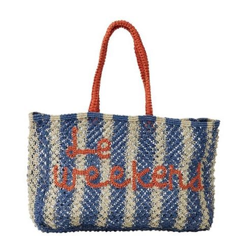 Coastal Home - Le Weekend Jute Tote Bag Navy/White 45x10x33cm