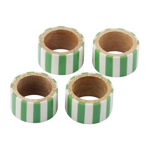 Coastal Home - Maine Resin Napkin Ring Set Emerald 5cm 4pce