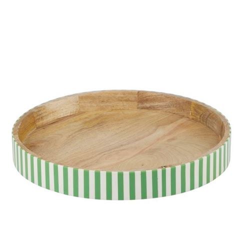 Coastal Home - Maine Wood/Resin Tray Emerald/White 35.5cm