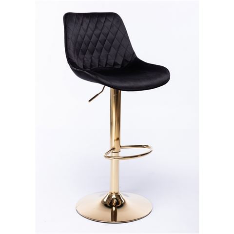 Design Arc Furniture - Georgy Black Velvet & Gold Gas Lift Bar Stool