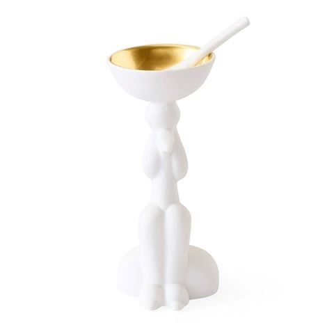 Jonathan Adler - Poodle Salt/Pepper Cellar White/Gold w/Spoon