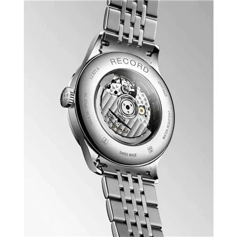 Longines - Record Auto. Watch S.S. w/Black Dial Diamond Indexes 30mm L23214576