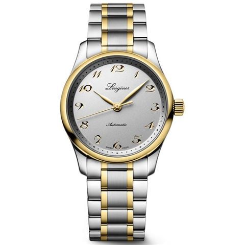 Longines - Master Auto. Watch S.S w/18k Yellow Cap Silver Dial 34mm L23575727